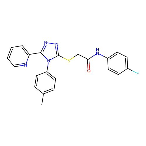 N-(4-fluorophenyl)-2-[[4-(4-methylphenyl)-5-pyridin-2-yl-1,2,4-triazol-3-yl]sulfanyl]acetamide structure