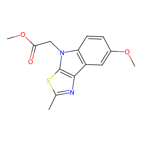 (7-Methoxy-2-methyl-thiazolo[5,4-b]indol-4-yl)-acetic acid methyl ester structure
