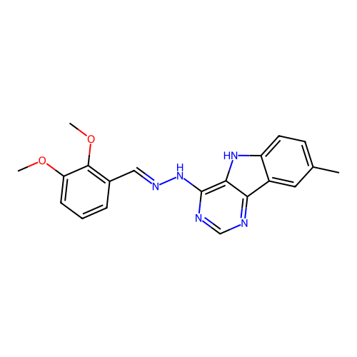 (E)-4-(2-(2,3-dimethoxybenzylidene)hydrazinyl)-8-methyl-5H-pyrimido[5,4-b]indole structure