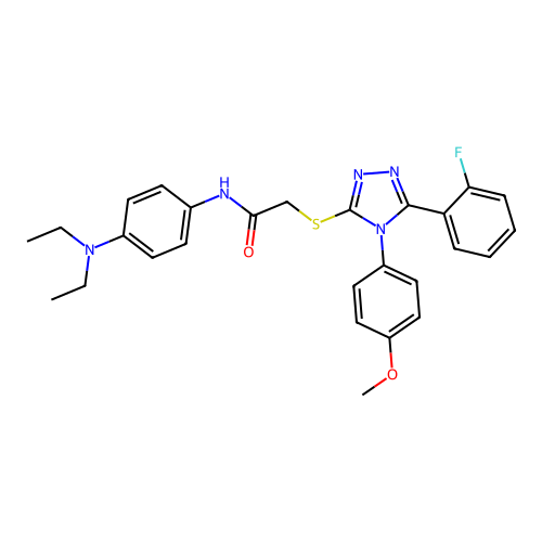 N-[4-(diethylamino)phenyl]-2-{[5-(2-fluorophenyl)-4-(4-methoxyphenyl)-4H-1,2,4-triazol-3-yl]sulfanyl}acetamide structure