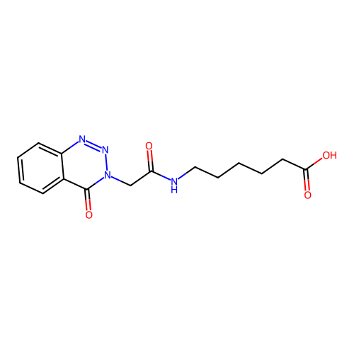 6-{[(4-oxo-1,2,3-benzotriazin-3(4H)-yl)acetyl]amino}hexanoic acid structure