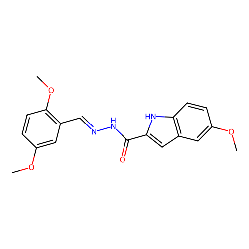 N'-[(E)-(2,5-dimethoxyphenyl)methylidene]-5-methoxy-1H-indole-2-carbohydrazide structure