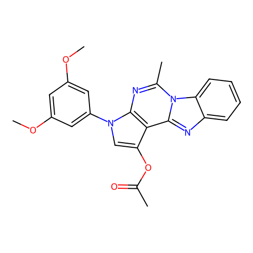3-(3,5-dimethoxyphenyl)-5-methyl-3H-benzo[4,5]imidazo[1,2-c]pyrrolo[3,2-e]pyrimidin-1-yl acetate structure