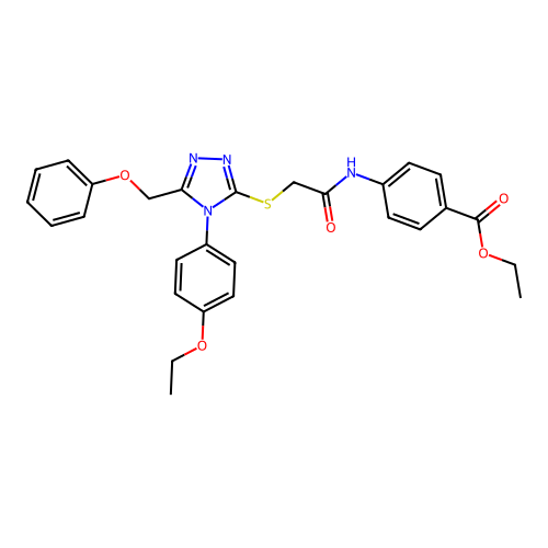 ethyl 4-(2-((4-(4-ethoxyphenyl)-5-(phenoxymethyl)-4H-1,2,4-triazol-3-yl)thio)acetamido)benzoate structure