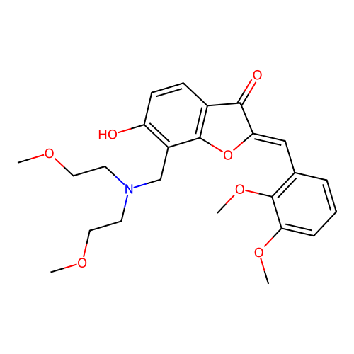 (2Z)-7-[[bis(2-methoxyethyl)amino]methyl]-2-[(2,3-dimethoxyphenyl)methylidene]-6-hydroxy-1-benzofuran-3-one structure