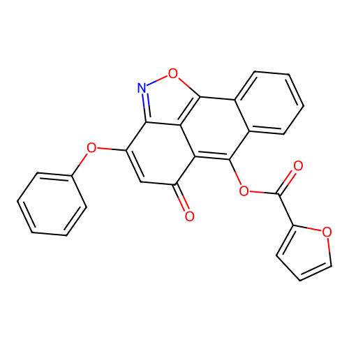 5-oxo-3-phenoxy-5H-anthra[1,9-cd]isoxazol-6-yl furan-2-carboxylate structure