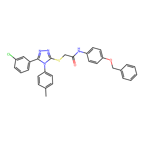 N-[4-(benzyloxy)phenyl]-2-{[5-(3-chlorophenyl)-4-(4-methylphenyl)-4H-1,2,4-triazol-3-yl]sulfanyl}acetamide structure
