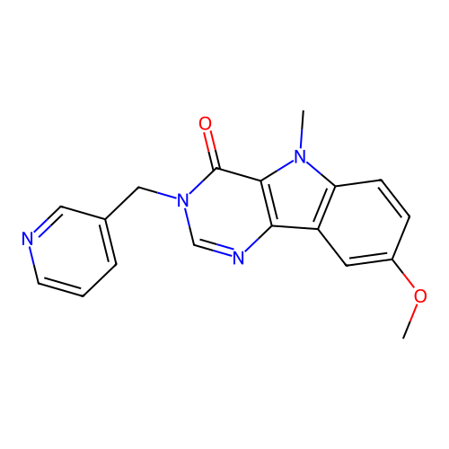 8-methoxy-5-methyl-3-(pyridin-3-ylmethyl)pyrimido[5,4-b]indol-4-one structure