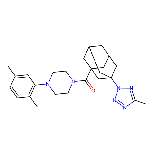 [4-(2,5-dimethylphenyl)piperazin-1-yl]-[3-(5-methyltetrazol-2-yl)-1-adamantyl]methanone structure