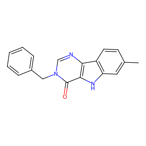 3-benzyl-7-methyl-3,5-dihydro-4H-pyrimido[5,4-b]indol-4-one structure