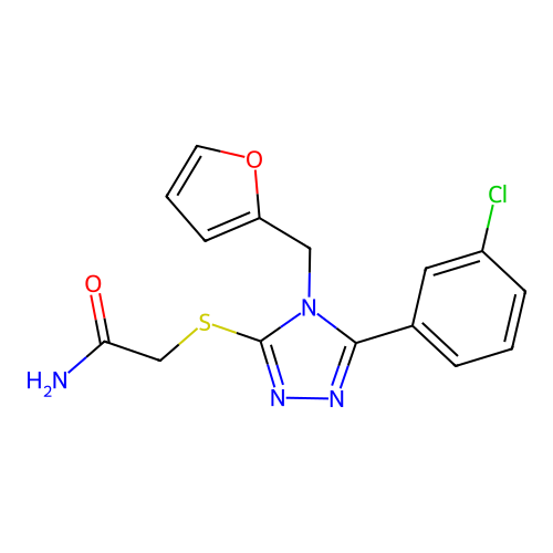 2-((5-(3-chlorophenyl)-4-(furan-2-ylmethyl)-4H-1,2,4-triazol-3-yl)thio)acetamide structure