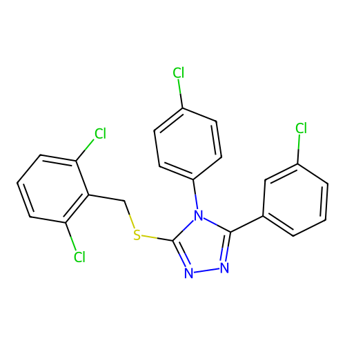 3-(3-chlorophenyl)-4-(4-chlorophenyl)-5-[(2,6-dichlorophenyl)methylsulfanyl]-1,2,4-triazole structure