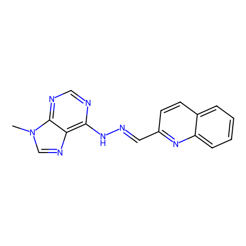 2-{(E)-[2-(9-methyl-9H-purin-6-yl)hydrazinylidene]methyl}quinoline structure