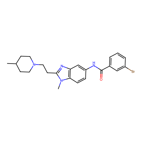 3-bromo-N-[1-methyl-2-[2-(4-methyl-1-piperidyl)ethyl]benzoimidazol-5-yl]benzamide structure