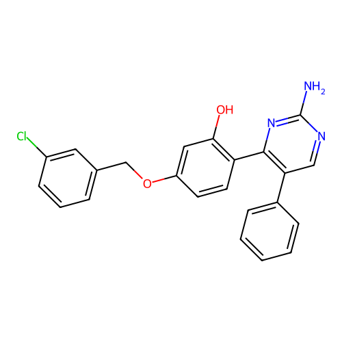 2-(2-Amino-5-phenylpyrimidin-4-yl)-5-[(3-chlorophenyl)methoxy]phenol structure