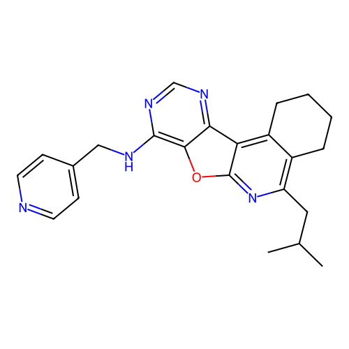 5-(2-methylpropyl)-N-(pyridin-4-ylmethyl)-1,2,3,4-tetrahydropyrimido[4',5':4,5]furo[2,3-c]isoquinolin-8-amine structure
