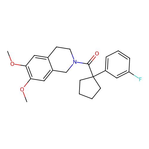 (6,7-dimethoxy-3,4-dihydro-1H-isoquinolin-2-yl)-[1-(3-fluorophenyl)cyclopentyl]methanone structure
