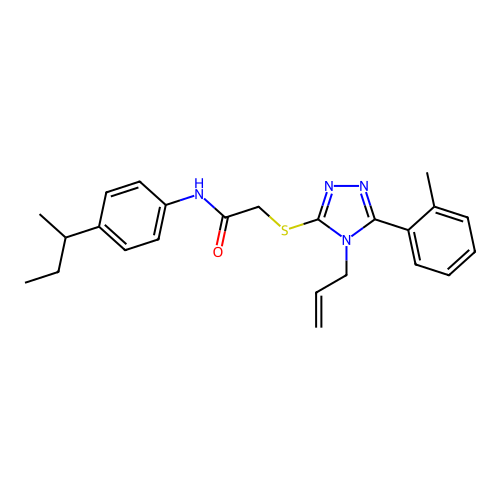 N-[4-(butan-2-yl)phenyl]-2-{[5-(2-methylphenyl)-4-(prop-2-en-1-yl)-4H-1,2,4-triazol-3-yl]sulfanyl}acetamide structure
