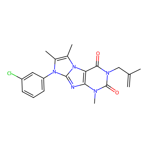 6-(3-chlorophenyl)-4,7,8-trimethyl-2-(2-methylprop-2-enyl)purino[7,8-a]imidazole-1,3-dione structure