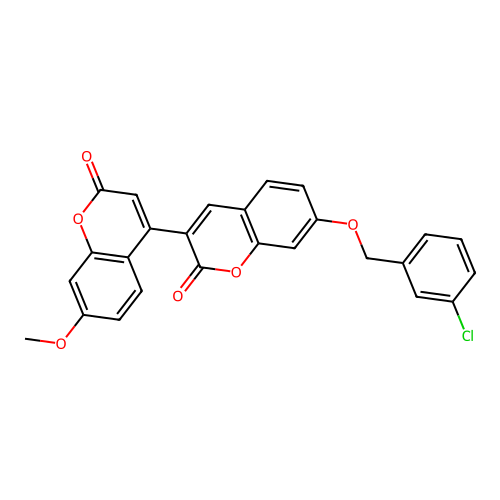 7-[(3-chlorobenzyl)oxy]-7'-methoxy-2H,2'H-3,4'-bichromene-2,2'-dione structure