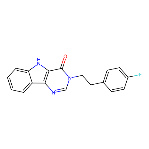 3-[2-(4-fluorophenyl)ethyl]-3,5-dihydro-4H-pyrimido[5,4-b]indol-4-one structure