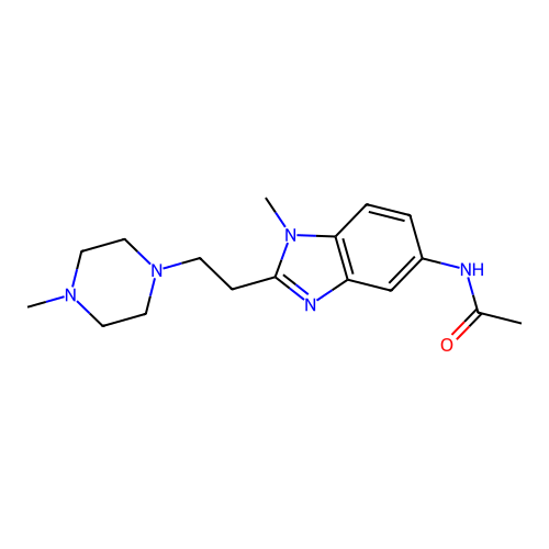 N-[1-methyl-2-[2-(4-methylpiperazin-1-yl)ethyl]benzimidazol-5-yl]acetamide structure