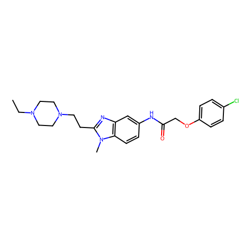 2-(4-Chloro-phenoxy)-N-{2-[2-(4-ethyl-piperazin-1-yl)-ethyl]-1-methyl-1H-benzoimidazol-5-yl}-acetamide structure