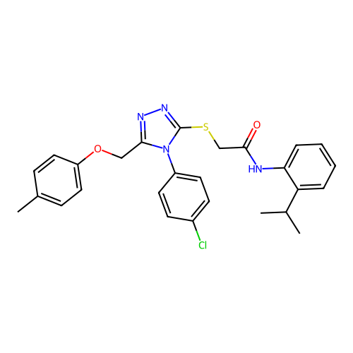 2-((4-(4-chlorophenyl)-5-((p-tolyloxy)methyl)-4H-1,2,4-triazol-3-yl)thio)-N-(2-isopropylphenyl)acetamide structure