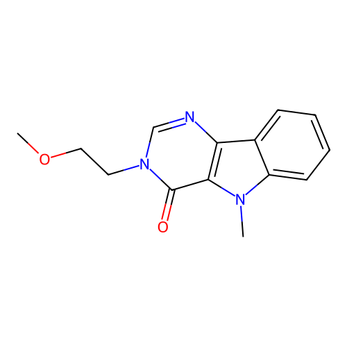 3-(2-methoxyethyl)-5-methyl-3,5-dihydro-4H-pyrimido[5,4-b]indol-4-one structure