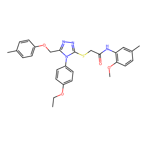 2-((4-(4-ethoxyphenyl)-5-((p-tolyloxy)methyl)-4H-1,2,4-triazol-3-yl)thio)-N-(2-methoxy-5-methylphenyl)acetamide structure