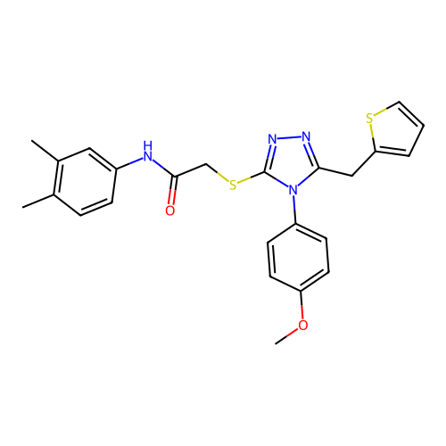 N-(3,4-dimethylphenyl)-2-{[4-(4-methoxyphenyl)-5-(thiophen-2-ylmethyl)-4H-1,2,4-triazol-3-yl]sulfanyl}acetamide structure