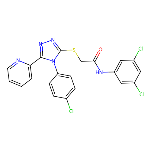 2-[[4-(4-chlorophenyl)-5-pyridin-2-yl-1,2,4-triazol-3-yl]sulfanyl]-N-(3,5-dichlorophenyl)acetamide structure