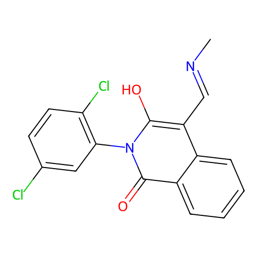 2-(2,5-dichlorophenyl)-4-(methylaminomethylidene)isoquinoline-1,3-dione structure