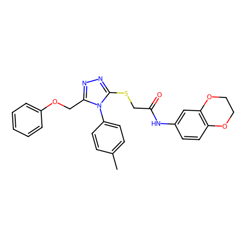 N-(2,3-dihydro-1,4-benzodioxin-6-yl)-2-{[4-(4-methylphenyl)-5-(phenoxymethyl)-4H-1,2,4-triazol-3-yl]sulfanyl}acetamide structure
