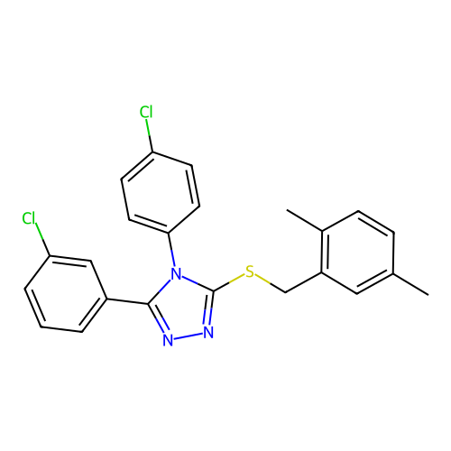 3-(3-chlorophenyl)-4-(4-chlorophenyl)-5-[(2,5-dimethylphenyl)methylsulfanyl]-1,2,4-triazole structure