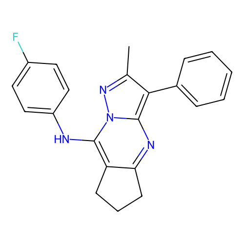 N-(4-fluorophenyl)-2-methyl-3-phenyl-6,7-dihydro-5H-cyclopenta[d]pyrazolo[1,5-a]pyrimidin-8-amine structure