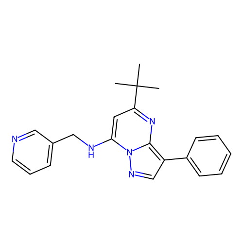 5-tert-butyl-3-phenyl-N-(pyridin-3-ylmethyl)pyrazolo[1,5-a]pyrimidin-7-amine structure