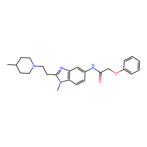 N-[1-methyl-2-[2-(4-methyl-1-piperidyl)ethyl]benzoimidazol-5-yl]-2-phenoxy-acetamide structure
