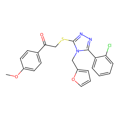 2-((5-(2-chlorophenyl)-4-(furan-2-ylmethyl)-4H-1,2,4-triazol-3-yl)thio)-1-(4-methoxyphenyl)ethanone structure