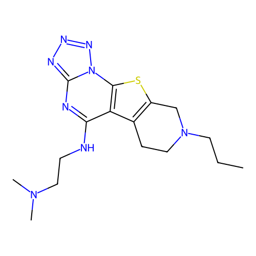 N,N-dimethyl-N'-(8-propyl-6,7,8,9-tetrahydropyrido[4',3':4,5]thieno[3,2-e]tetrazolo[1,5-a]pyrimidin-5-yl)ethane-1,2-diamine structure