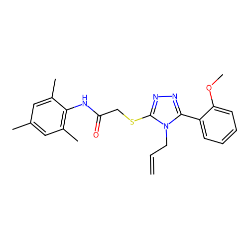 2-{[5-(2-methoxyphenyl)-4-(prop-2-en-1-yl)-4H-1,2,4-triazol-3-yl]sulfanyl}-N-(2,4,6-trimethylphenyl)acetamide structure