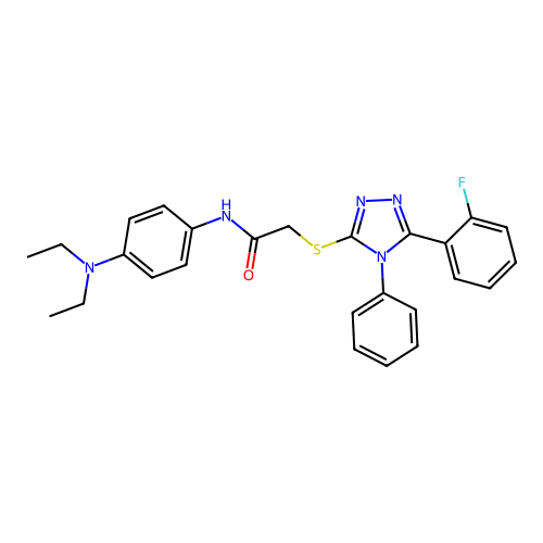 N-[4-(diethylamino)phenyl]-2-{[5-(2-fluorophenyl)-4-phenyl-4H-1,2,4-triazol-3-yl]sulfanyl}acetamide structure