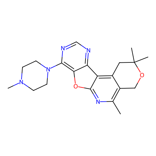 2,2,5-trimethyl-8-(4-methylpiperazin-1-yl)-1,4-dihydro-2H-pyrano[4'',3'':4',5']pyrido[3',2':4,5]furo[3,2-d]pyrimidine structure