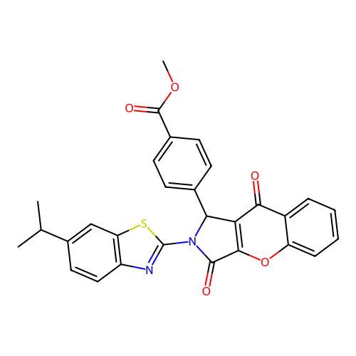methyl 4-(2-(6-isopropylbenzo[d]thiazol-2-yl)-3,9-dioxo-1,2,3,9-tetrahydrochromeno[2,3-c]pyrrol-1-yl)benzoate structure