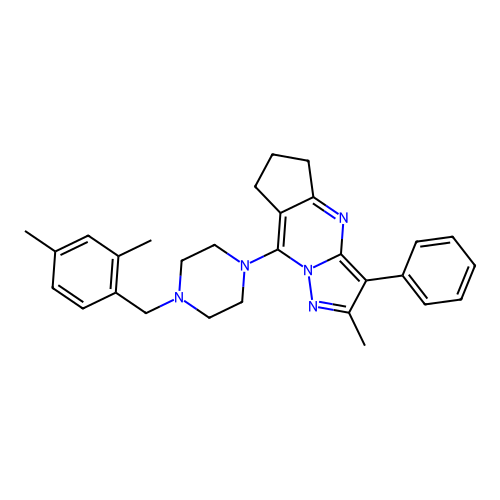8-[4-(2,4-dimethylbenzyl)piperazin-1-yl]-2-methyl-3-phenyl-6,7-dihydro-5H-cyclopenta[d]pyrazolo[1,5-a]pyrimidine structure