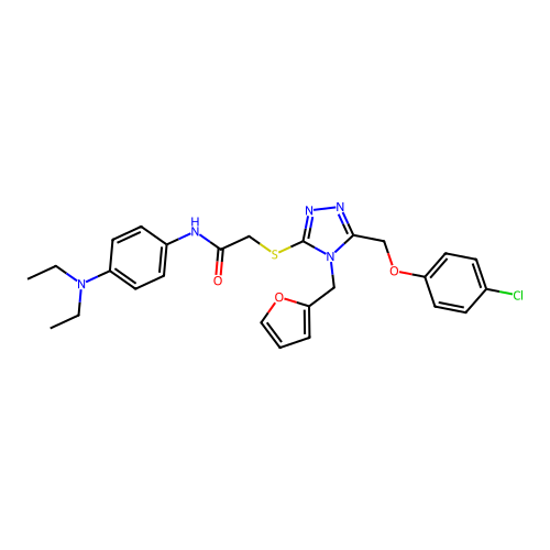 2-((5-((4-chlorophenoxy)methyl)-4-(furan-2-ylmethyl)-4H-1,2,4-triazol-3-yl)thio)-N-(4-(diethylamino)phenyl)acetamide structure