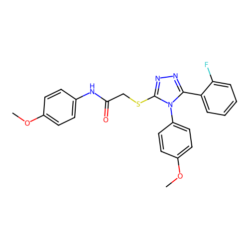 2-{[5-(2-fluorophenyl)-4-(4-methoxyphenyl)-4H-1,2,4-triazol-3-yl]sulfanyl}-N-(4-methoxyphenyl)acetamide structure