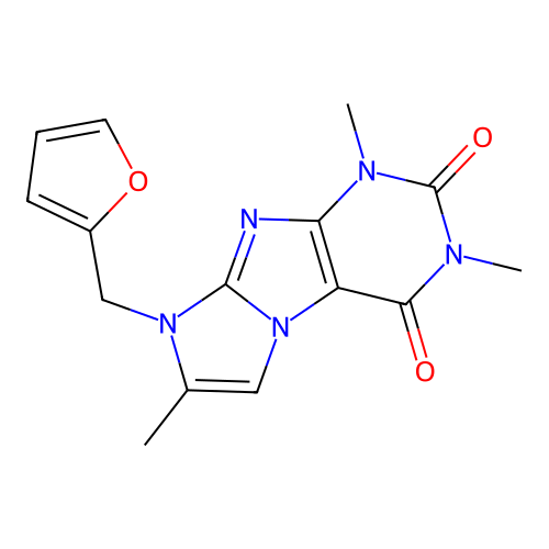 8-(furan-2-ylmethyl)-1,3,7-trimethyl-1H-imidazo[2,1-f]purine-2,4(3H,8H)-dione structure