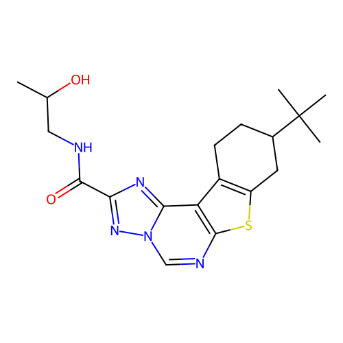 9-(tert-butyl)-N-(2-hydroxypropyl)-8,9,10,11-tetrahydrobenzo[4,5]thieno[3,2-e][1,2,4]triazolo[1,5-c]pyrimidine-2-carboxamide structure