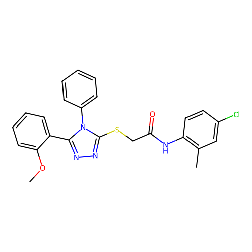 N-(4-chloro-2-methylphenyl)-2-{[5-(2-methoxyphenyl)-4-phenyl-4H-1,2,4-triazol-3-yl]sulfanyl}acetamide structure